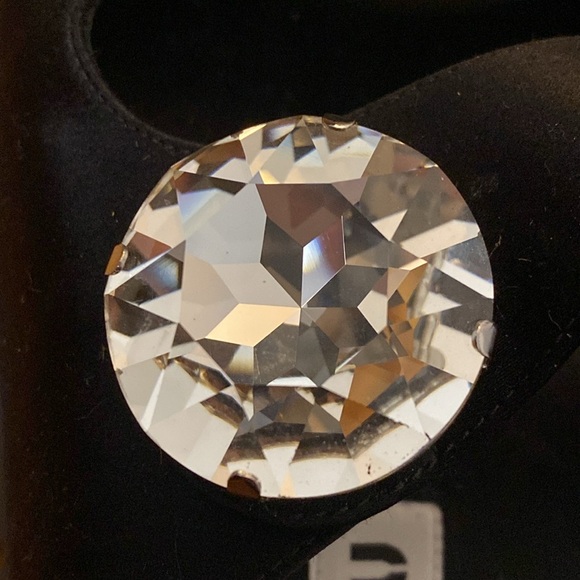 Miu Miu Women’s Black Sandals With Rhinestone Detailing Size 36.5 - Picture 9 of 11